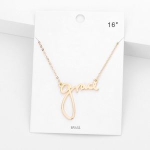 Gold grace dainty pendant message chain necklace